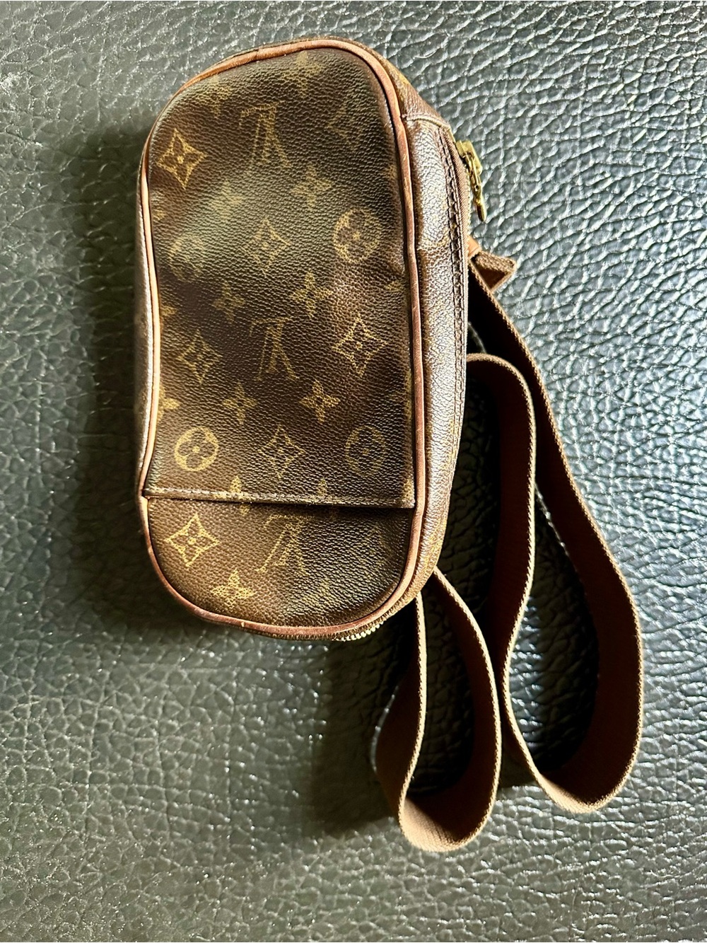 Louis Vuitton Monogram Canvas Belt Bag in Brown and Tan Trim
